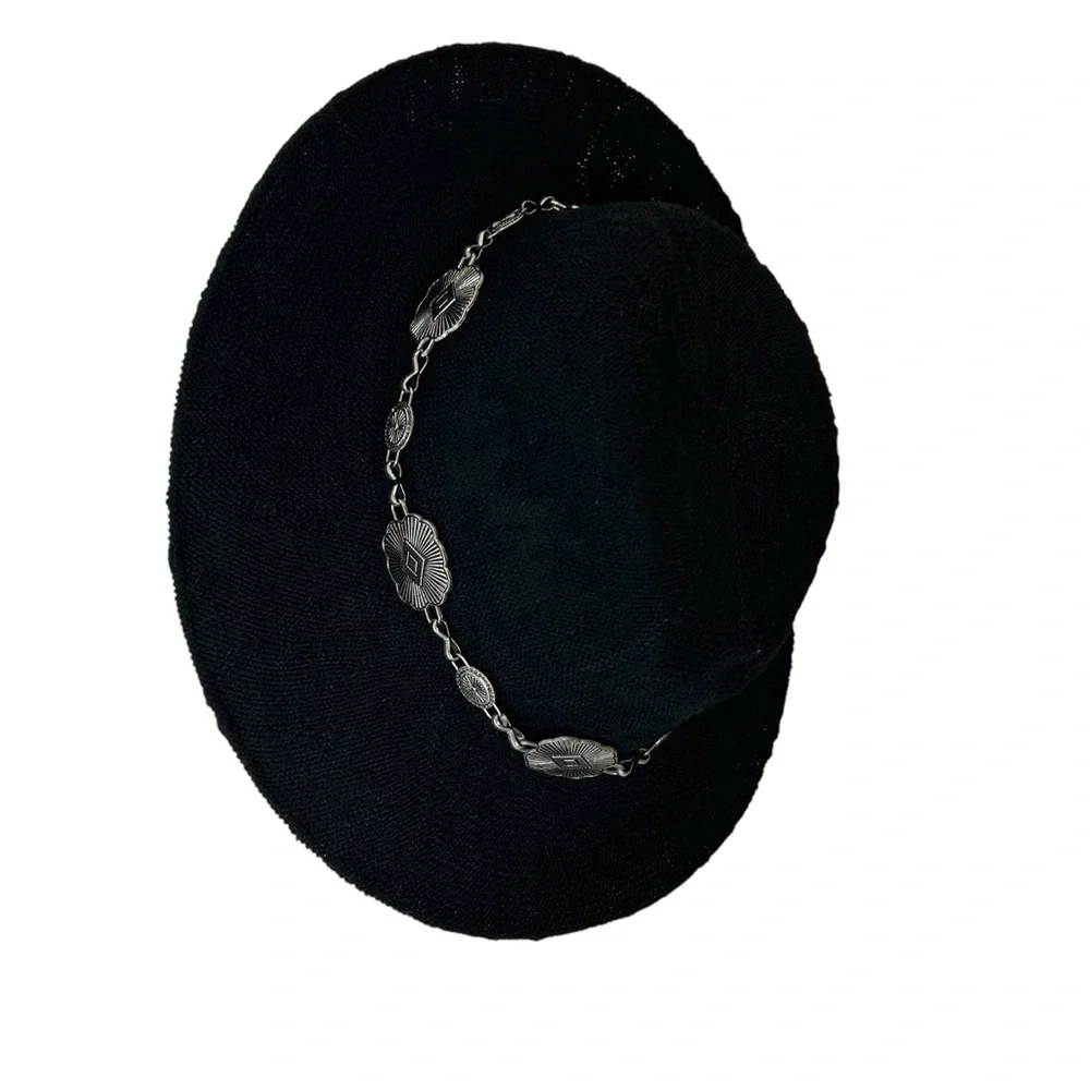 Black Floppy Hat with Silver Metal Accents + Belt Detail